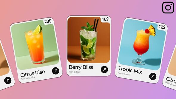Menu Item Carousel Video Displays template preview