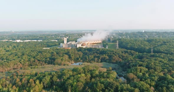 Aerial Top View of Gas Turbine Electrical Power Energy alt