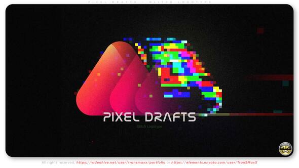 Pixel Drafts - Glitch Logotype Logo Stings template preview