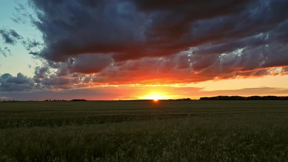 Sunset Timelapse Over The Farmer's Pasture alt