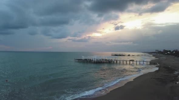 Beautiful Sunset at Beach with Golden Sun Reflection on the Sea