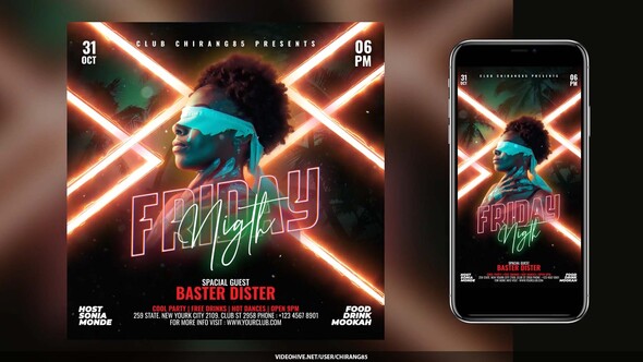 Night Club Flyer Stories v15 Video Displays template preview