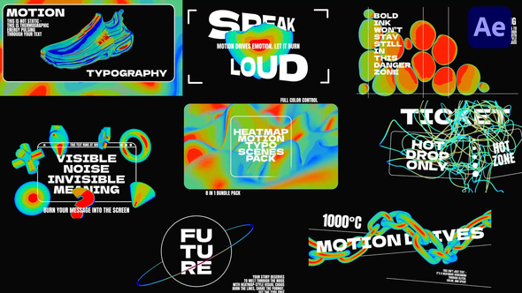 Heatmap Motion Typographic Scenes Pack Titles template preview