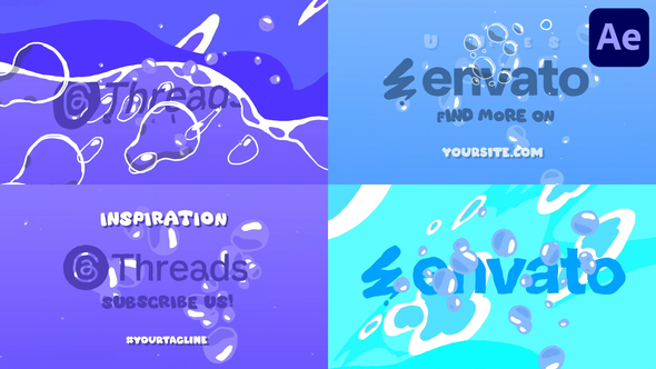 Sea Waves And Bubbles Logo for After Effects Logo Stings template preview