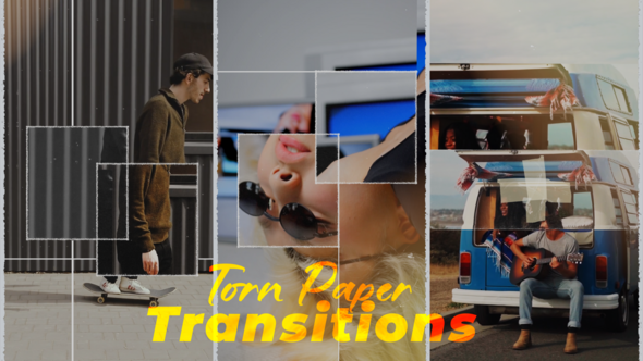 Verical Torn Paper Transitions Elements template preview