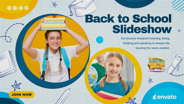 Back to School Education Slideshow Video Displays template preview