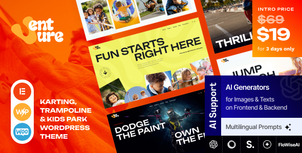 Venture – Karting, Trampoline & Kids Park WordPress Theme