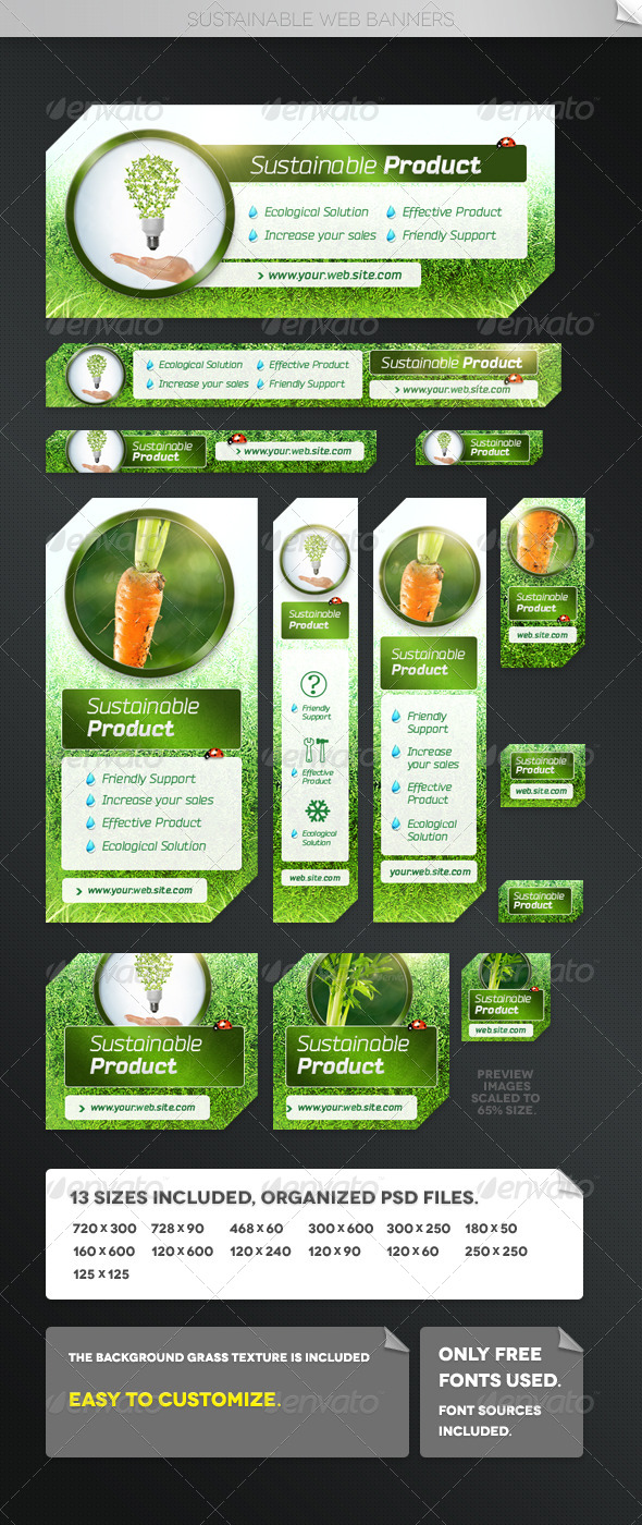 Sustainable Web Banner Templates - Banners & Ads Web Elements