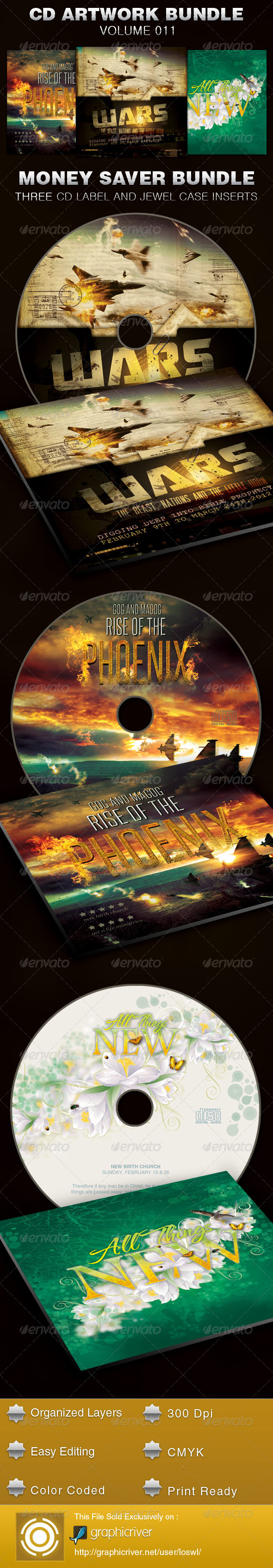 CD Cover Artwork Template Bundle-Vol 011 - CD & DVD Artwork Print Templates