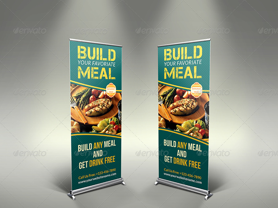 Restaurant Roll-up Signage Banner Template, Print Templates | GraphicRiver