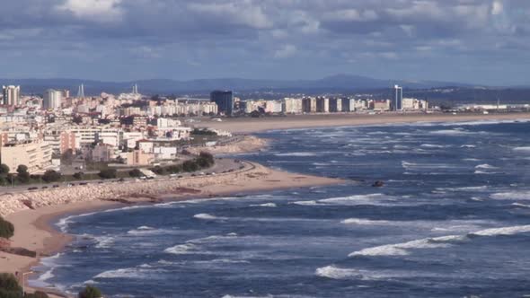 Image of the city Figueira da Foz, bathed by the Atlantic Ocean, seen from the viewpoint of Cabo Mon alt
