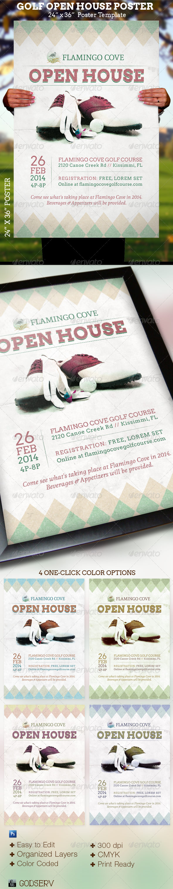 Golf Open House Poster Template - Signage Print Templates