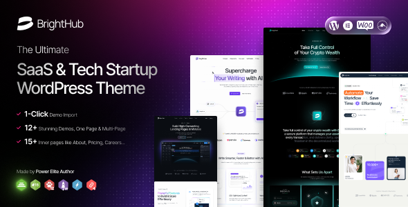 BrightHub – SaaS & Tech Startup WordPress Theme