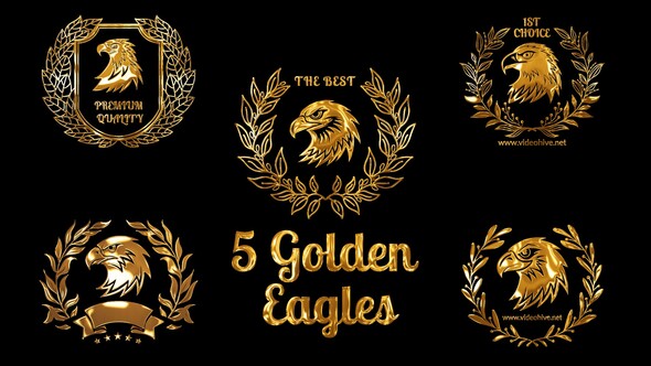 5 Golden Emblems with Eagles Heads Openers template preview
