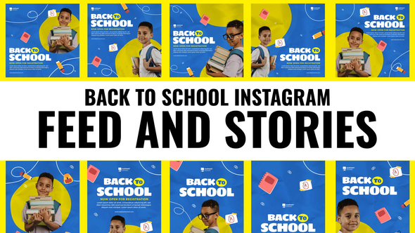 Back to School Feed and Stories Instagram Openers template preview