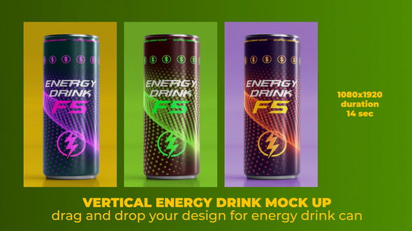 Vertical Energy Drink Mock Up Product Promo template preview