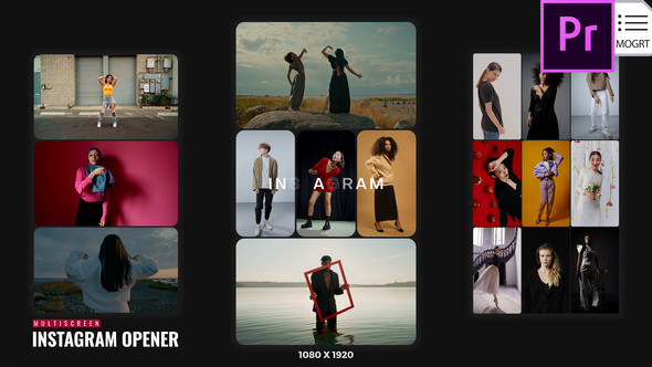 Multiscreen Instagram Opener Premiere Pro template preview