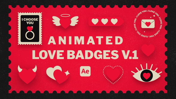 Animated Love Badges V.1 Elements template preview