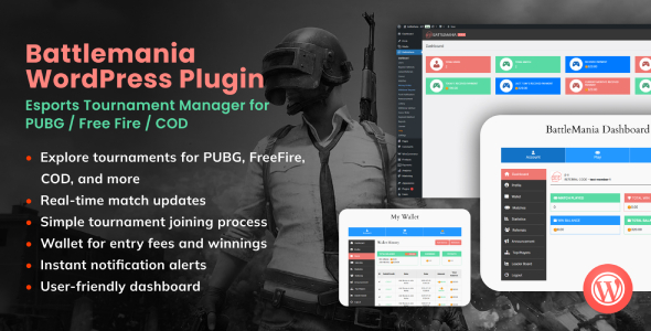 BattleMania WordPress Plugin – Esports Tournament Manager for PUBG / Free Fire / COD
