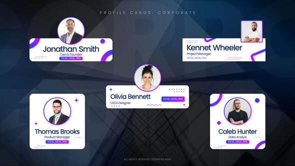 Profile Cards: Corporate Elements template preview