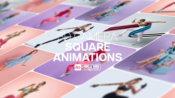 3D Camera Square Animations Video Displays template preview
