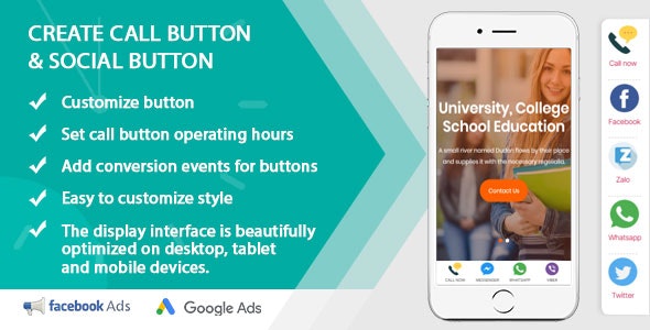 Create custom call and social button for WordPress