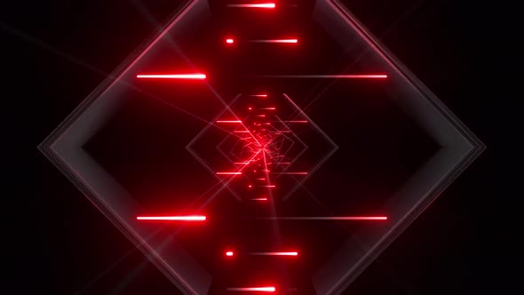 4k Red Neon Abstarc Shapes Tunnel
