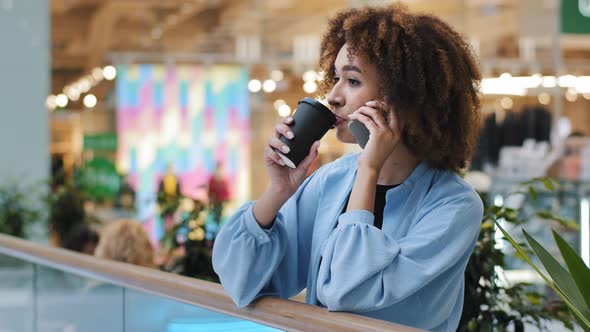 Successful African American Business Woman Talking Mobile Phone Answering Call Calling Service alt