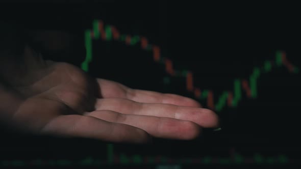 Transferring Bundle of Dollars Against the Background of a Crypto Exchange Chart alt