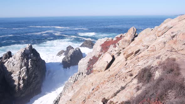 Rock Crag of Cliff Ocean Beach Point Lobos California Coast