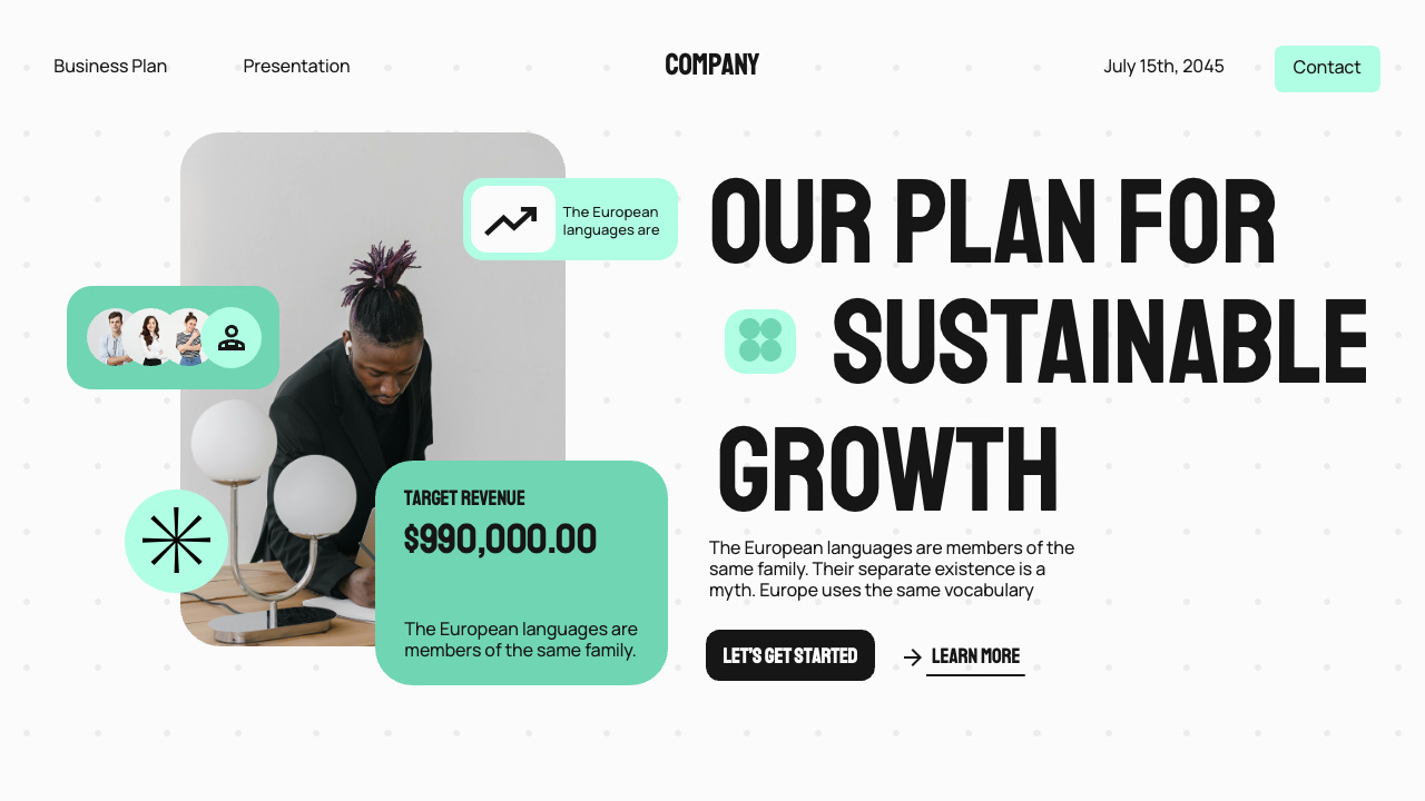 White Blue Bold Modern Business Plan Presentation, Presentation Templates