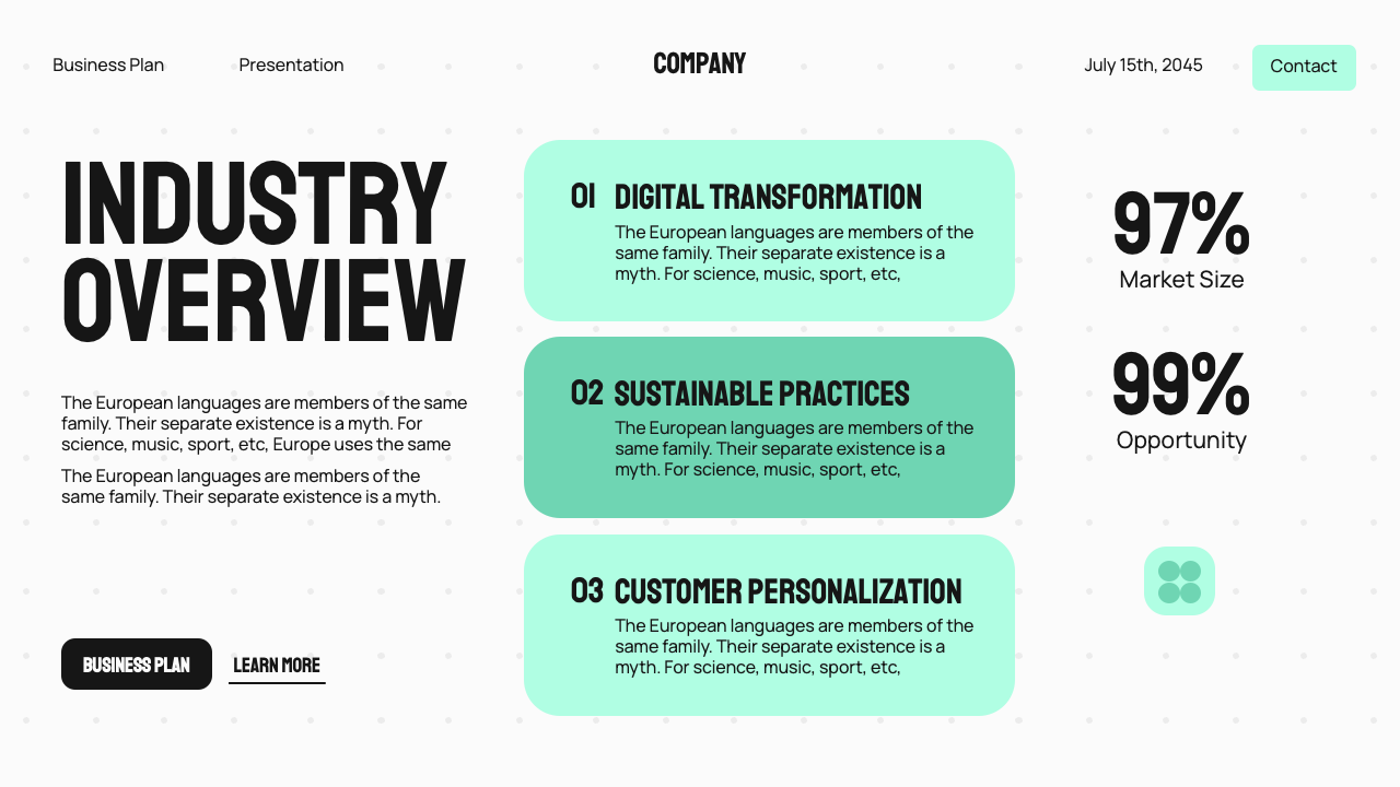 White Blue Bold Modern Business Plan Presentation, Presentation Templates