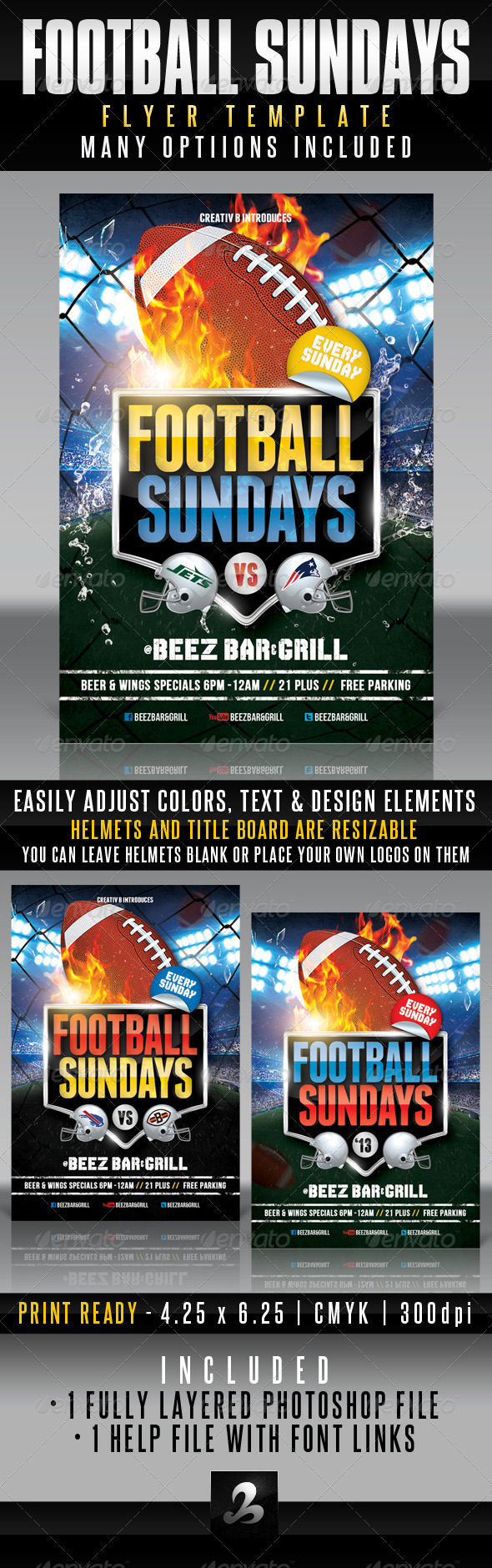 Football Sundays Flyer Template By CreativB