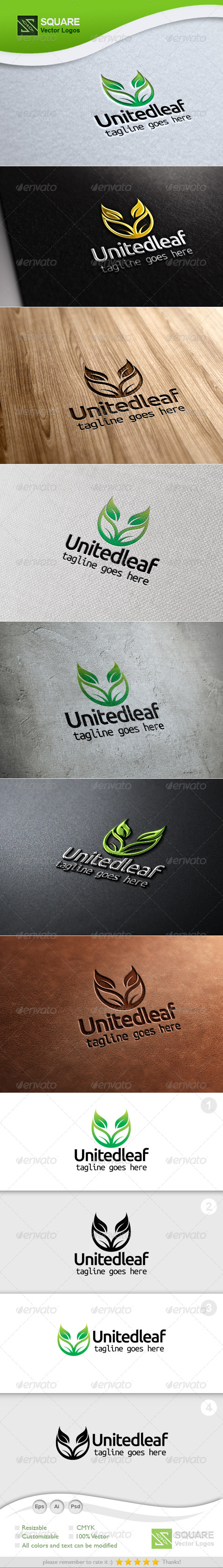 U, Leaf Vector Logo Template - Letters Logo Templates