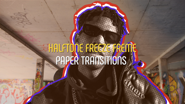 Halftone Freeze Frame Paper Transitions Elements template preview
