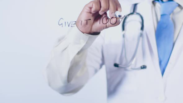 Asean Doctor Writes On Screen Give It 100% alt