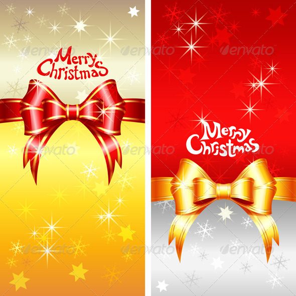 Vector Greeting Card with Christmas Bow - Christmas Seasons/Holidays