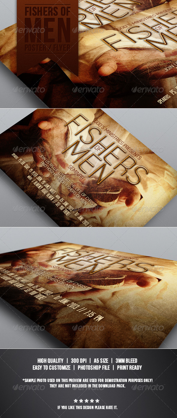 Fishers of Men Flyer Template - Church Flyers