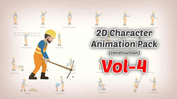 2D character Animation Pack (construction) Vol 4 Product Promo template preview