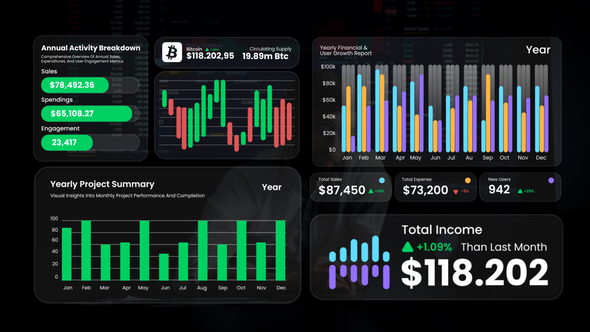 Row & Column Bar Chart After Efect Infographics template preview