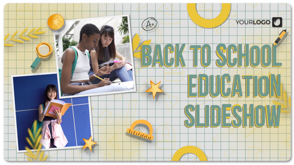 Back to School Education Slideshow Video Displays template preview
