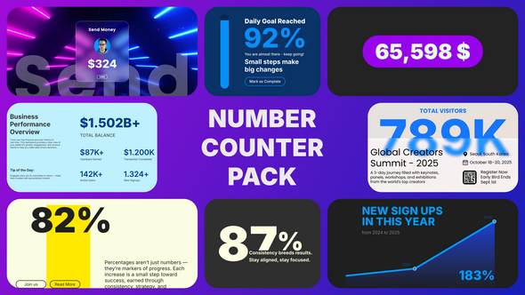 Number Text Counter Animation Video Displays template preview