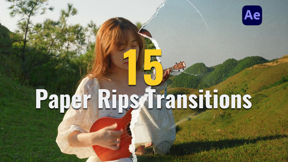 15 Paper Rips & Folds Transitions broadcast-packages template preview