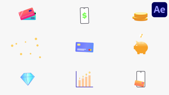 Modern Finance Icons for After Effects Elements template preview
