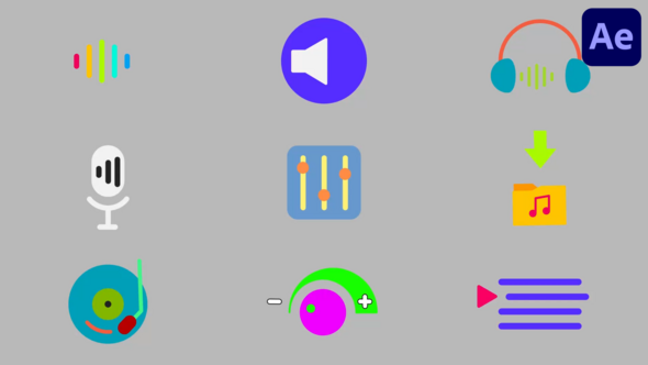 Music And Audio Icons Pack for After Effects Elements template preview