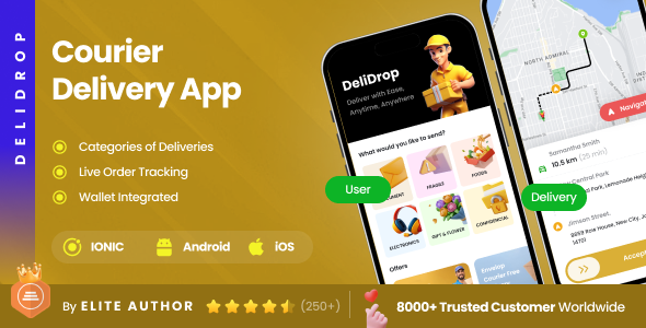 4 App Template | Courier Delivery App | Parcel Booking App | On-Demand Logistics App | DeliDrop