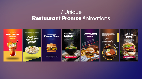 Vertical Restaurant Food Promo Animations Product Promo template preview