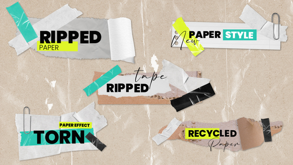 Torn Crumple Paper Tapes Titles Lowerthirds 2 Titles template preview