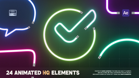 Animated Neon Frames & Icons Elements template preview