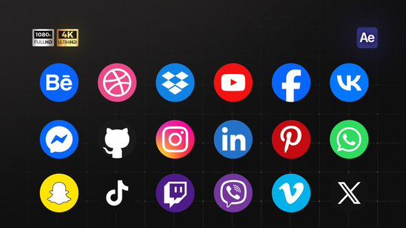 Animated Social Media Icons Infographics template preview